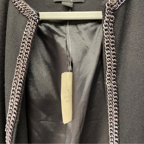 NEW Forever 21 Black Wool Blend Chain Open Blazer Sz L - Picture 8 of 9